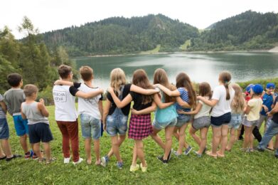 Group portrait of children participating in the 2017 Well-Being for Kids From Ukraine project. 26 August 2017, Zakopane, Poland. Well-Being for Kids From Ukraine is a project organized by the Poland-Ukraine intercountry committee in conjunction with, and funded by, District 2231 in Poland. The program assists children aged 7-12 who have experienced post-traumatic stress disorder as a result of their fathers’ being killed or severely injured in the war in eastern Ukraine.